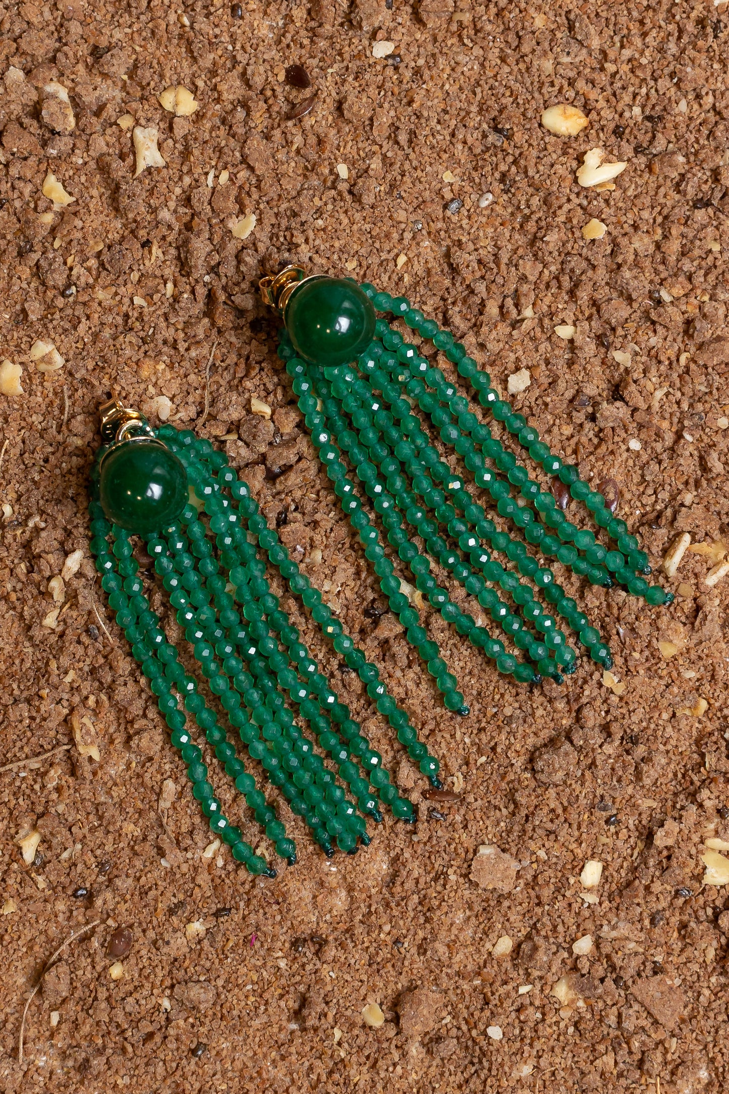 Brinco Botão Jade Verde