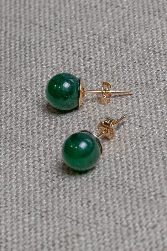 Brinco Botão Jade Verde