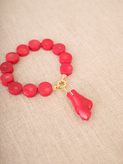 Pulseiras discos com Coral