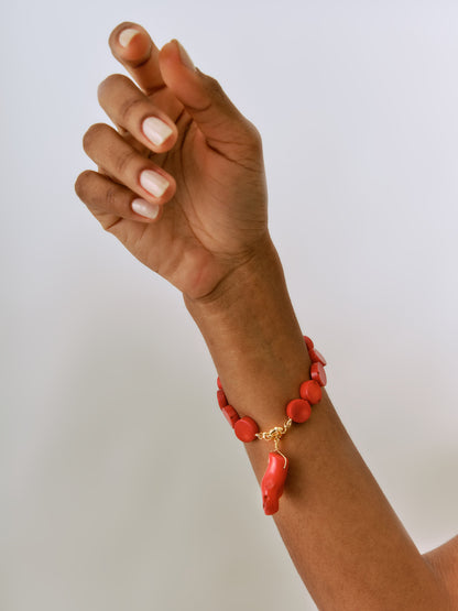 Pulseiras discos com Coral