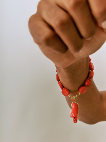 Pulseiras discos com Coral
