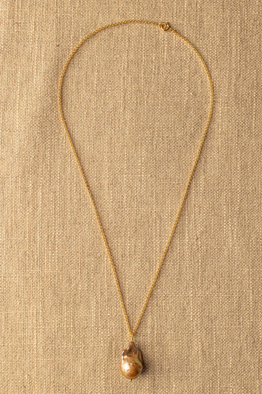 Colar Pérola Barroca Dourada